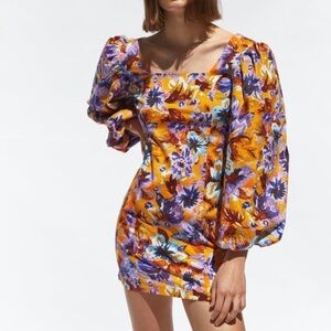 NWT Zara ‘The Camilla Dress’ Floral Puff Sleeve Dress Size Small